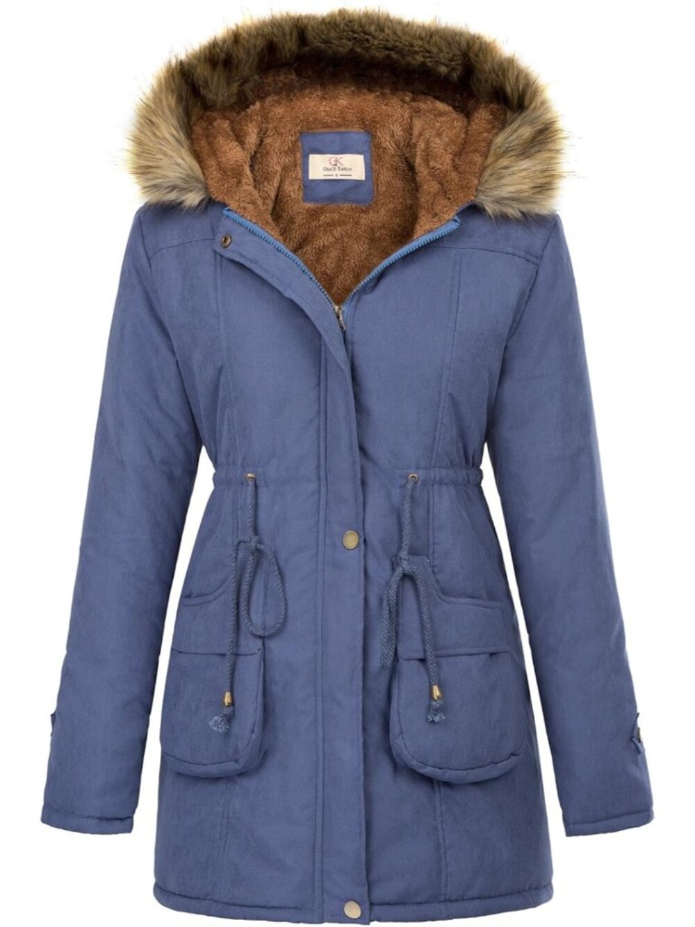 Women's Navy Blue Winter Coats Fleece Parkas Anoraks Imported Hooded Jacket